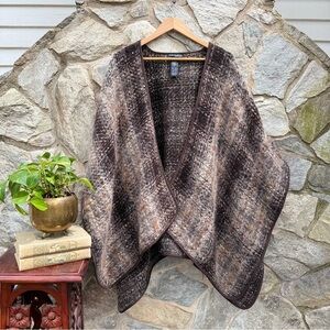 Wool Blend Plaid Woven Blanket Shawl Wrap